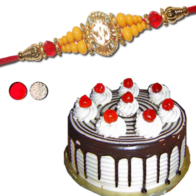 "Fancy Rakhi - FR- 8010 A (Single Rakhi), chocolate cake - 1kg - Click here to View more details about this Product